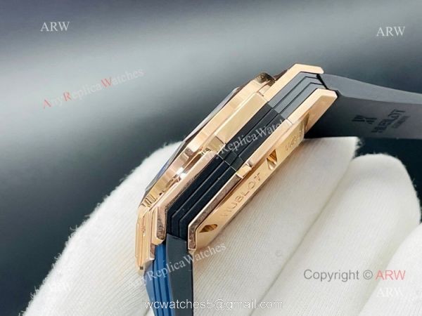 Replica Hublot Big Bang Watch Hublot Sang Bleu 45mm Rose Gold Blue Rubber Straps