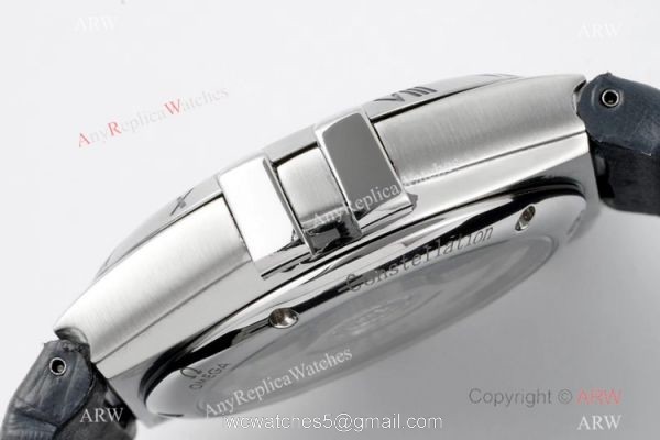 2021 New! AI Factory Omega Constellation 8800 Watch White Dial Black Leather Strap