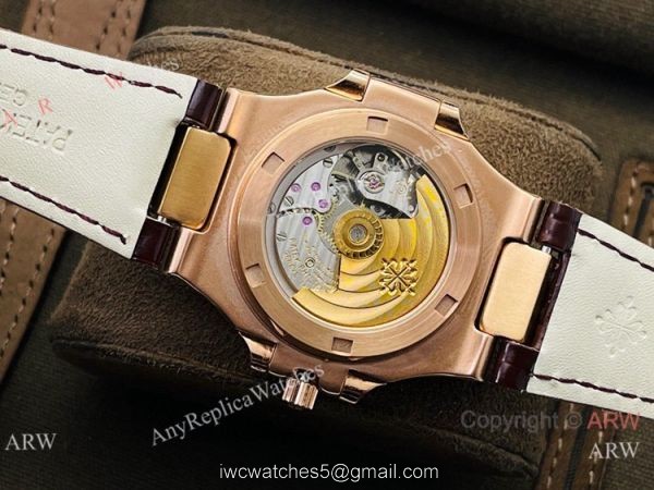 (PF Factory) Patek Philippe Nautilus Moonphase 5724 Watch Rose Gold Black Dial