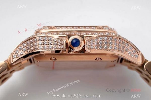 AC Factory Swiss Copy Panthere De Cartier Watch 27mm Rose Gold Full Diamonds