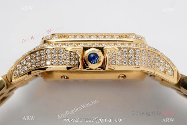 AC Factory Swiss Copy Panthere De Cartier Watch 27mm Yellow Gold Diamond