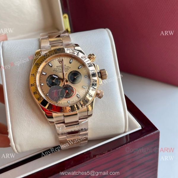 Best Replica Rolex Daytona 43mm Rose Gold and Black Subdials
