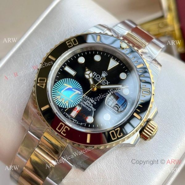 Rolex Submariner 40mm Watch Two Tone Green Ceramic Bezel Men