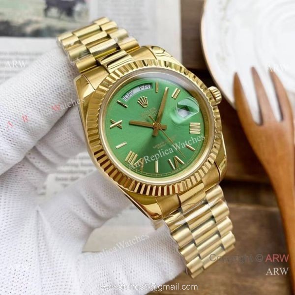 Copy Rolex DayDate Watches Yellow Gold President Gray Dial 40mm