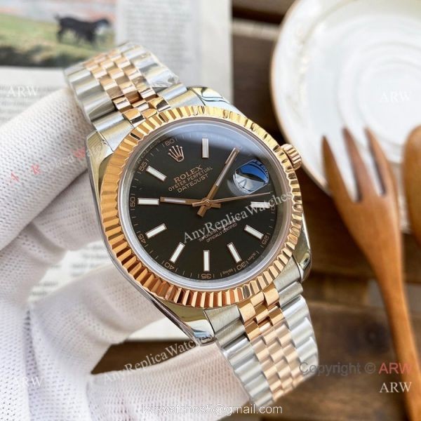 Best Replica Rolex DateJust Men Watches Two Tone Rose Gold White Face 40mm