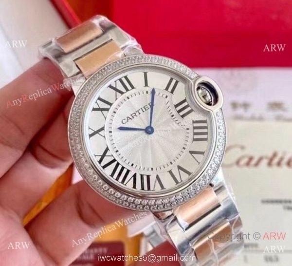 Clone Cartier Ballon Bleu Automatic Movement Watch 2-Tone Rose Gold Diamond