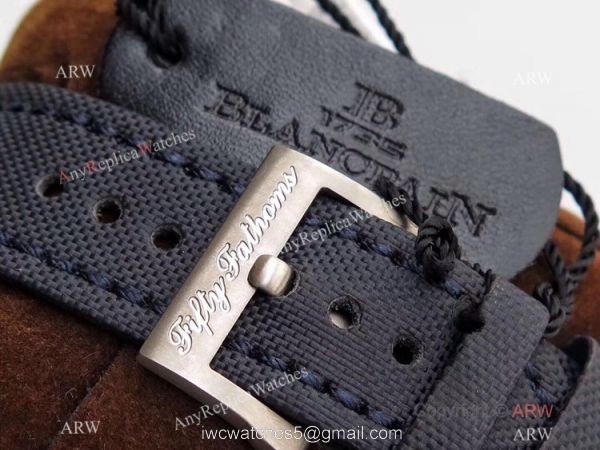ZF Factory Swiss Replica Blancpain Fifty Fathoms Watch Blue Dial Leather Strap