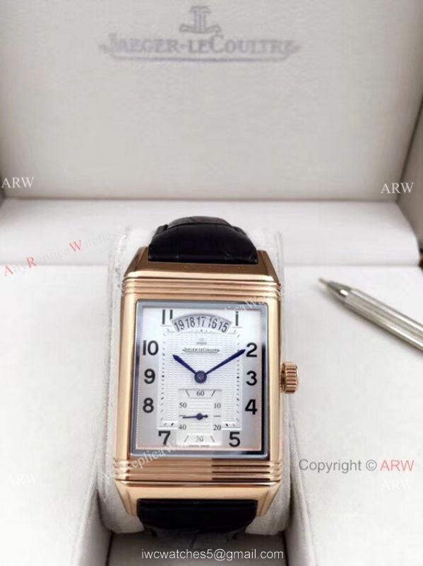 Clone Jaeger LeCoultre Grande Reverso Duo Men Watch Rose Gold with Date