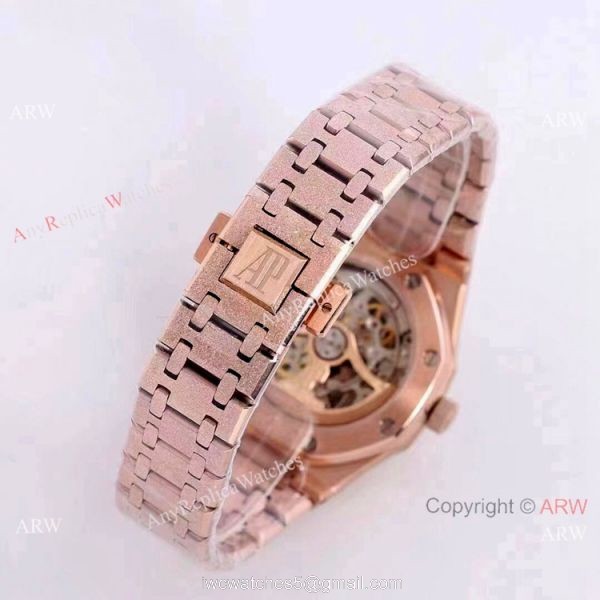 New Copy Audemars Piguet Royal Oak Lady Watches Frosted Gold Skeleton Face 37mm
