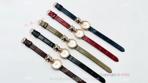 New! Copy Cartier Panthere Rose Gold Diamond Watches Swiss Quartz Women Size