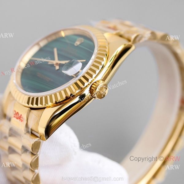 New! Swiss Grade Copy Rolex Datejust Malachite Dial Yellow Gold Watch 36mm