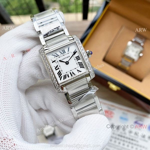 Best Copy Yellow Gold Cartier Ladies Tank Francaise Small Swiss Quartz Watch