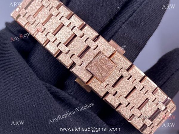 JF Factory Swiss Audemars Piguet 15410 Frosted Gold Blue Dial Watch 37mm Lady