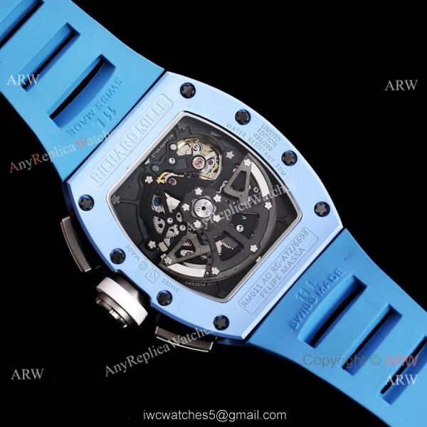Best Replica Light Blue Richard Mille RM011-FM Baby Blue Last Edition Ceramic Watch For Men