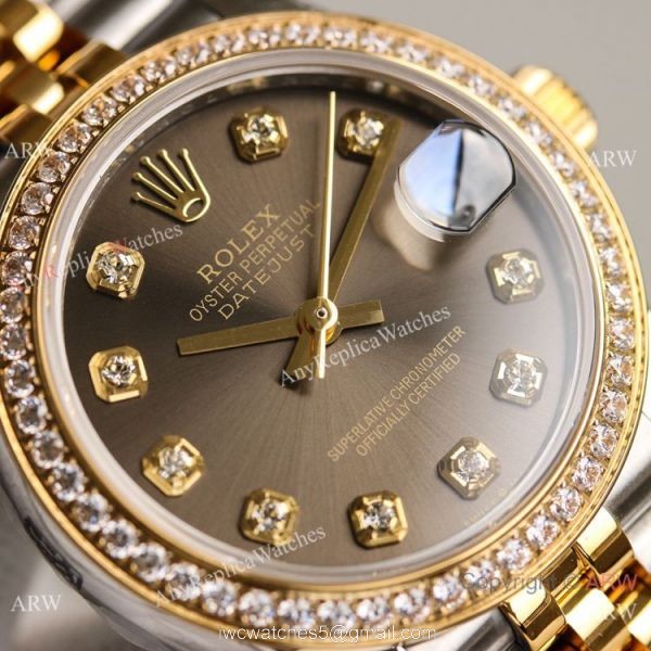 TR Factory 904L Swiss Rolex Datejust 31mm Lady Watch Gray Diamond Dial