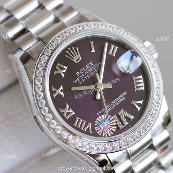 TR Factory Copy Rolex Datejust 31mm Watch President Stainless Steel Purple Dial