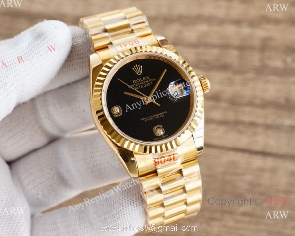 Swiss Copy Rolex Datejust President Yellow Gold Onyx Face Watch 36mm