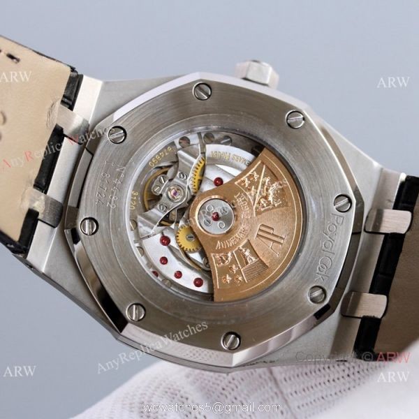 Diamond Audemars Piguet Royal Oak 15400 Watch With Black Leather Strap Best Replica