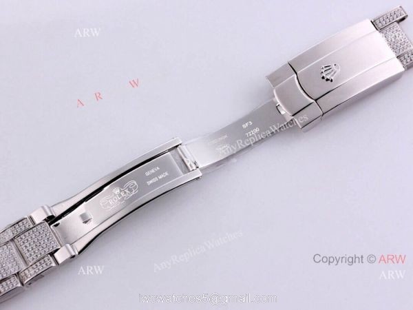 Diamond Rolex Datejust Blue Dial Roman Numerals Automatic Watch Best Replica