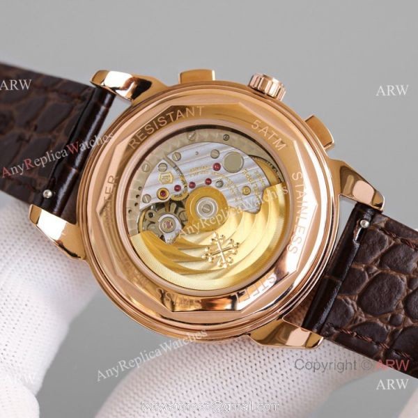 JH Swiss Replica Patek Philippe Perpetual Calendar Chronograph 5270z Watch Rose Gold Diamond Bezel
