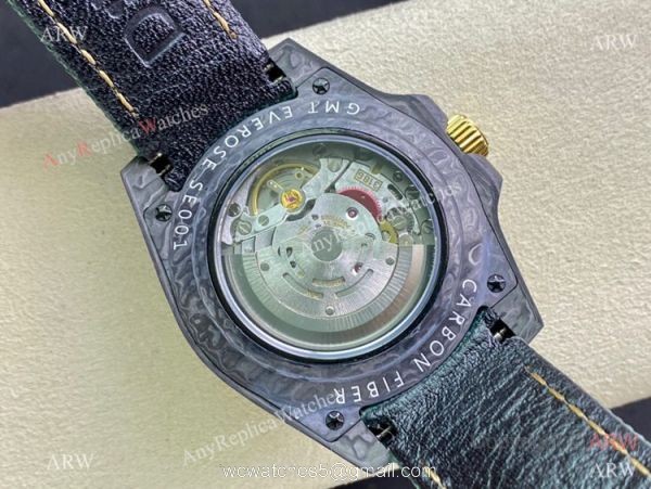 2021 Super Clone Rolex Diw GMT-Master 2 Watch JH Factory Cal.3186 Smoked Yellow Dial Green fabric Leather Strap