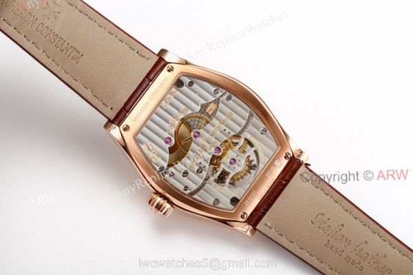 New Vacheron Constantin Malte Real Tourbillon Rose Gold White Face Brown Leather Strap Swiss Replica Watches