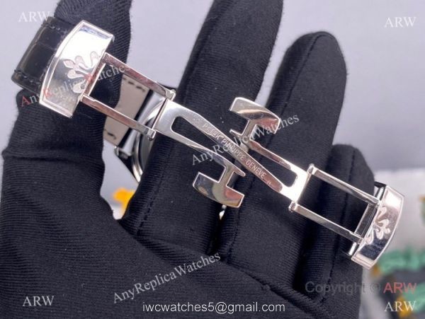 PPF Swiss Patek Philippe Aquanaut Lady Black Leather Strap Copy Watch