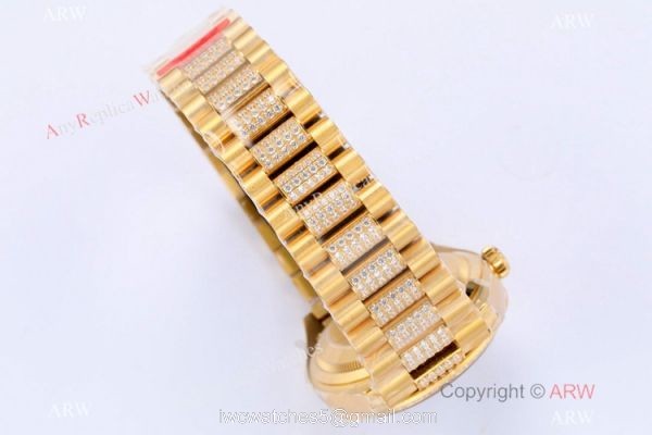 (EW) Rolex Diamond 36mm Day-Date Watch Yellow Gold Center Diamonds