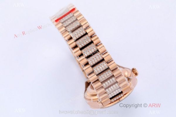 (EW) 1-1 Super Clone Rolex Day-Date 36mm Rose Gold Diamond Watch Swiss 3255 Movement