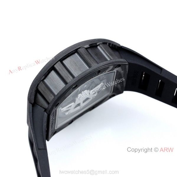 All Black Richard Mille Rm011-Fm Carbon Fiber Watch Black Rubber Band Best Replica