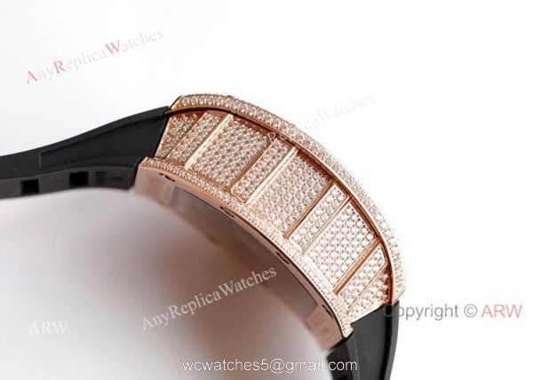 RM 011-FM Felipe Massa Rose Gold Diamond Richard Mille Knockoff Watches Asia 7750