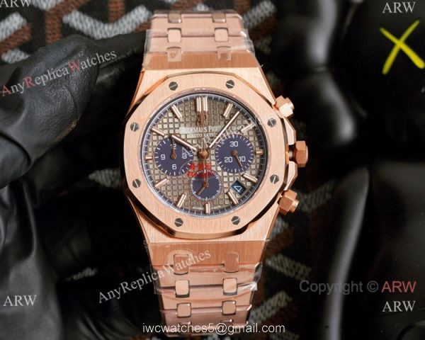 Knockoff Audemars Piguet Royal Oak Rose Gold Chronograph White Dial Watches 42mm