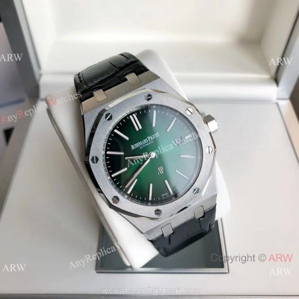 2021 NEW! Clone Audemars Piguet Royal Oak Jumbo Watch Green Leather Strap