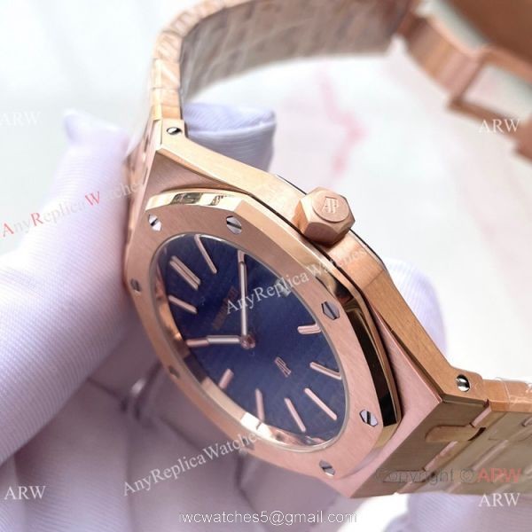 Copy Audemars Piguet Royal Oak Jumbo QUARTZ Watch Rose Gold White Dial