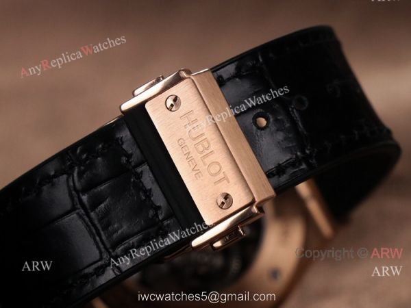 Rose Gold Hublot Classic Fusion Skeleton Tourbillon Black Bezel Watch Best Replica