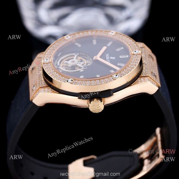 Iced Out Hublot Classic Fusion Diamond Watch 42mm Hublot Tourbillon Watch Replica