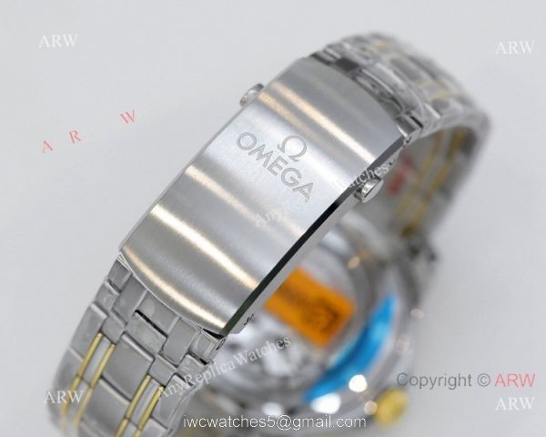 2021 Latest Swiss Omega Seamaster Diver 300M OR Factory 8800 Watch Two Tone Blue Ceramic Bezel