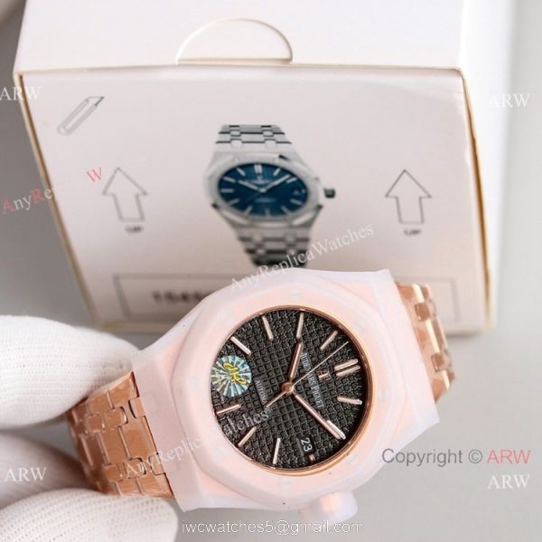 JH Factory Copy Audemars Piguet Royal Oak Women 37mm Cal.3120 Watch Rose Gold Blue Dial