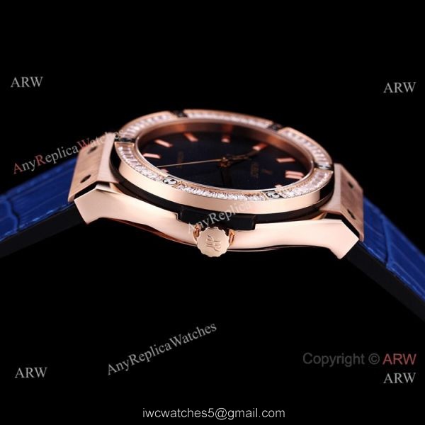 Copy Hublot Classic Fusion Rose Gold Diamond Watch Citizen 8215 Movement