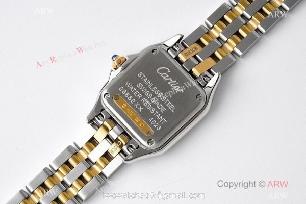 BV factory 1:1 Replica Panthere De Cartier 22mm Watch Two Tone White Dial