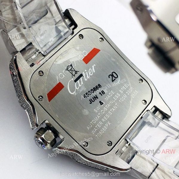 Best Copy Iced Out Cartier Santos Watch Automatic Cartier Santos 100 Diamond Watch