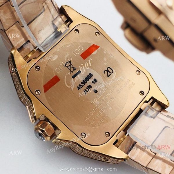 Best Copy Cartier Santos 100 Diamond Watch White Dial With Roman Markers