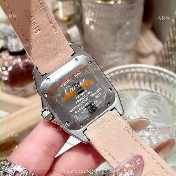36mm Ladies Cartier Santos 100th Anniversary Full Diamonds Watch Swiss Replica