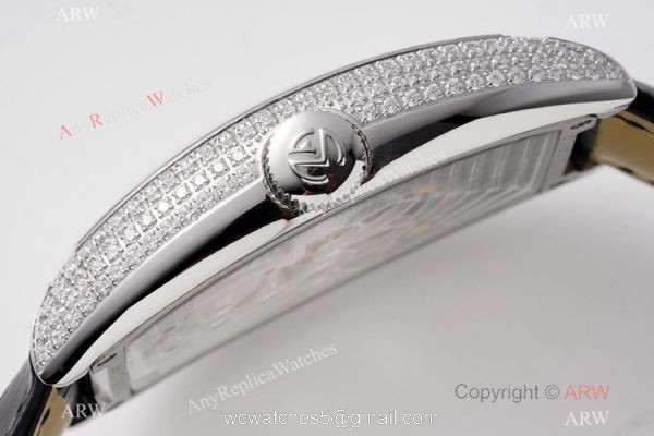 1:1 Super Clone Franck Muller Thunderbolt Tourbillon Iced Out Stainless Steel Watch 72 hour power reserve