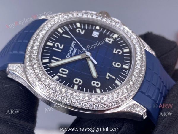 3k Factory Patek Philippe Aquanaut Blue Dial Diamond Bezel Watch 42mm High Copy