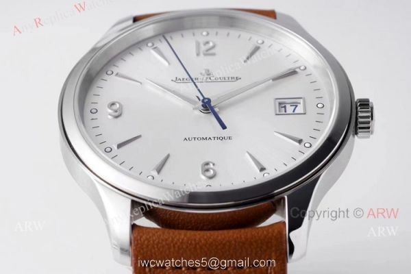 Zf Factory Jaeger-Lecoultre Master Control Date 40mm Silver Dial Brown Leather Band Replica Watch