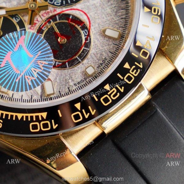 New! Swiss Quality Rolex Daytona Meteorite Dial Gold Case Watch