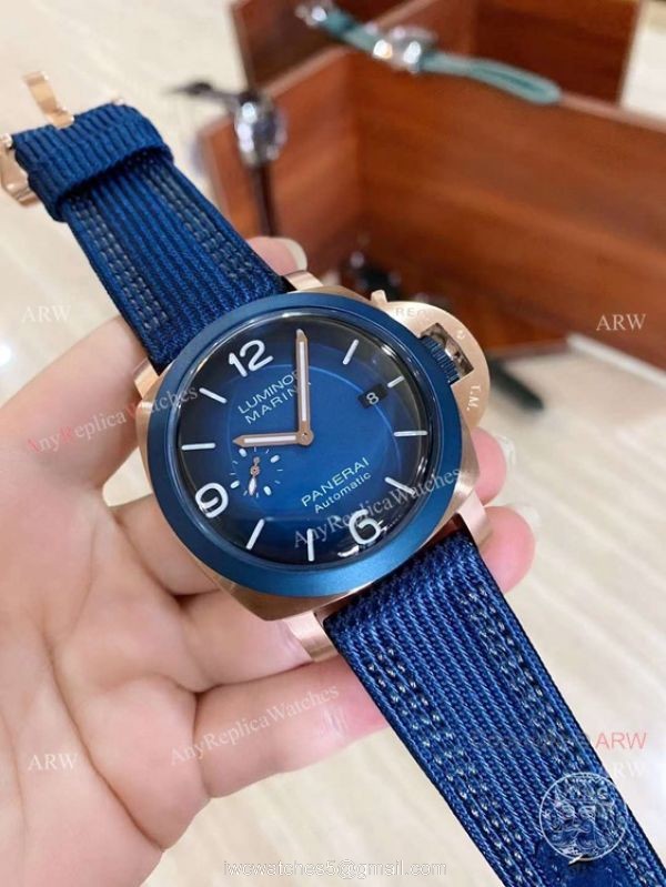 New Panerai 2021 Watches -Replica Panerai Luminor Marina 44mm Blue Dial Rubber Strap