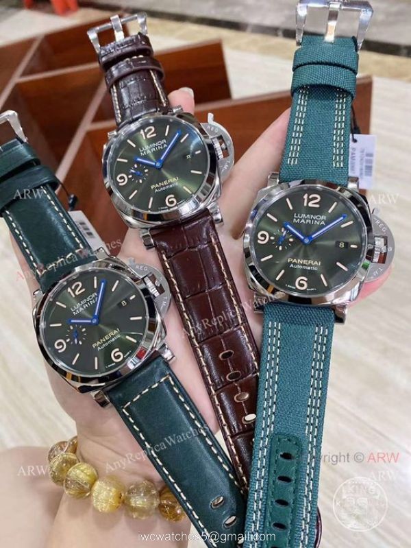 New Panerai 2021 Copy Panerai Green Dial Marina Watch 44mm Green Leather Strap