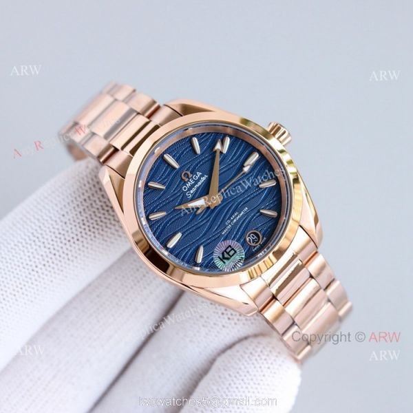 High End Replica Omega Constellation Ladies 34mm Rose Gold Watch With Diamonds